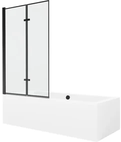 Mexen Cube wanna prostokątna 170 x 80 cm z obudową i parawanem 2-skrzydłowym 100 cm, czarny wzór - 550517080X9210027070