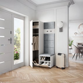 Masseno Garderoba LORI 95/181/51 cm Nowoczesna Szafa do Przedpokoju Biała