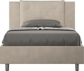 Łóżko wyposażone w stelaż z listwami tapicerowane 120x200 microfibra piaskowy Appia