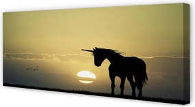 Fotoobraz na płótnie Jednorożec na Polu o Zachodzie Słońca