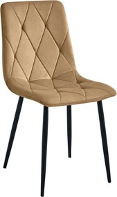 Brązowe pikowane krzesło welurowe R6-H10