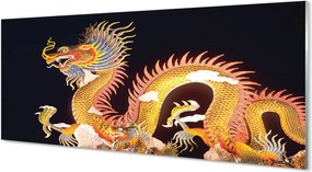 Szklany Panel Złoty Smok Wschodu