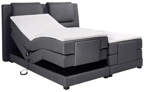 Łóżko kontynentalne: zagłowie + elektryczne stelaże relaksacyjne + materace + nakładki na materac CASTEL marki PALACIO -  2 x 80 x 200 cm - Tkanina antracyt