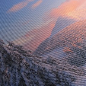 Obraz - Zimowy krajobraz (z zegarem) (90x30 cm)