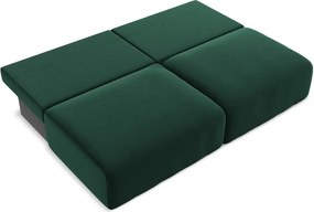 Ciemnozielona aksamitna rozkładana/ze schowkiem sofa 216 cm Kalena – Makamii