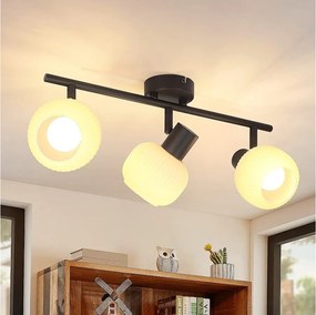 NETTLIFE Czarny reflektor sufitowy E14 Klosz szklany w stylu vintage Nowoczesny reflektor wewnętrzny do sypialni i salonu