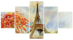 Malowany obraz Wieży Eiffla (125x70 cm)