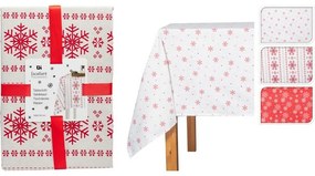Obrus świąteczny Red Snowflakes on White, 130 x 180 cm