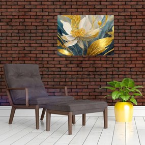 Obraz na szkle - Malowanie złotych kwiatów (70x50 cm)
