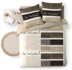 Brązowa bawełniana pościel dwuosobowa 200x200 cm So Natural – douceur d'intérieur