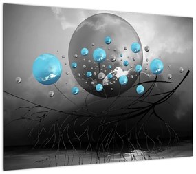 Obraz - jasnoniebieskie abstrakcyjne kule (70x50 cm)