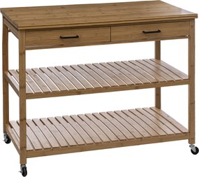 Wyspa kuchenna na kółkach, bambus, 108 x 60 x 90 cm