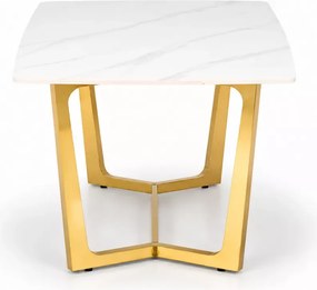 Elegancki stół Avignon 160x90 cm prostokątny blat ze spieku biały marmur i złote nogi