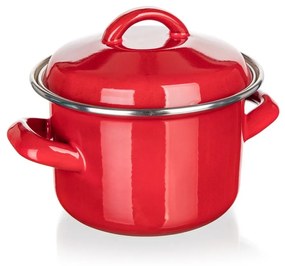 Banquet Garnek emaliowany z pokrywką Milton red, 12 cm, 0,78 l