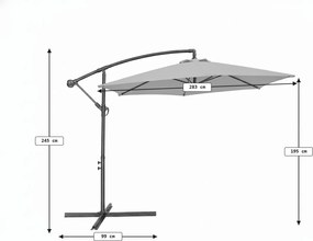 Regulowany parasol ogrodowy ELVARO, czarny