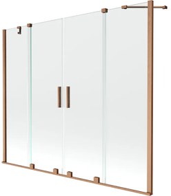 Mexen Velar Duo parawan nawannowy 2-skrzydłowy rozsuwany 200 x 150 cm, transparent, miedź szczotkowana - 896-200-000-02-65