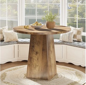 80 cm okrągły stół do jadalni dla 2-4 osób, mały stół do jadalni w stylu wiejskim z kwadratową podstawą