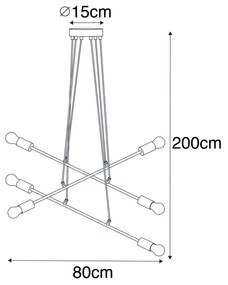 Nowoczesna lampa wisząca czarna 80 cm 6 świateł - Sydney Nowoczesny Oswietlenie wewnetrzne