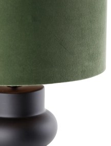 Designerska lampa stołowa z czarnym aksamitnym kloszem, zielonym ze złotem 35 cm - AlisiaDesignerski Oswietlenie wewnetrzne