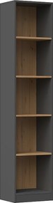 Regał Onyx R40 | Antracyt/Dąb Artisan | 40x30x182cm | Regał na książki, segregatory