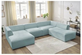 Jasnoniebieski sztruksowy narożnik modułowy (prawostronny/w kształcie litery U) Megeve – Bobochic Paris