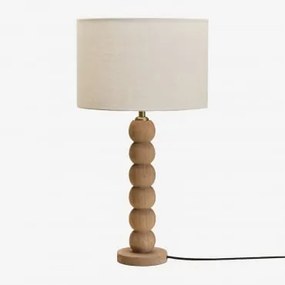 Lampa Stołowa Z Drewna Mango Soler Drewno Mango & Biały Ø30 Cm - ↑25 Cm Arlina - Sklum