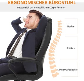 Vinsetto Krzesło biurowe z funkcją masażu, regulowany fotel dyrektorski, ergonomiczny fotel obrotowy, 6 punktów wibracyjnych, Brązowe
