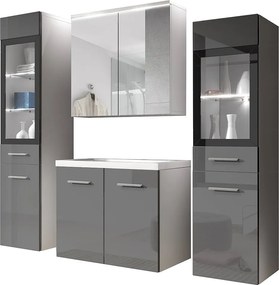 MINIO go for it, Meble łazienkowe MARIT II w kolorze biały/szary połysk, z oświetleniem LED