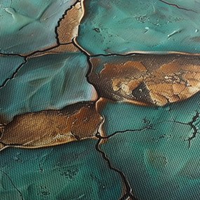 Obraz - Zielono-złoty obraz (z zegarem) (90x30 cm)