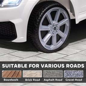 HOMCOM Elektryczny samochód dla dzieci, Audi TT RS Roadster, 3 km/h, pilot zdalnego sterowania, LED, USB, Biały