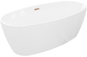 Mexen Lira wanna wolnostojąca wzór 170 x 80 cm, biała, przelew różowe złoto - 52831708000-60