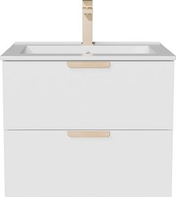 Wisząca szafka łazienkowa z umywalką wpuszczaną w blat i baterią – Biała – Szer60 cm – AVORELI