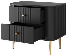 Zestaw szafek nocnych Vesper 56 cm - czarny / złote nogi