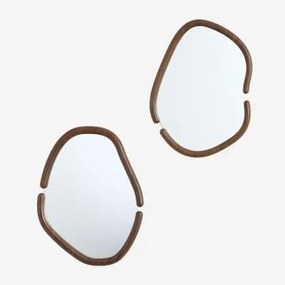 Zestaw 2 Nieregularnych Luster Ściennych Z Mdf Vixidel Ciemne Drewno - Sklum