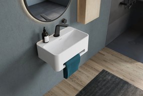 Umywalka ścienna NT8558 z odlewu mineralnegoWybór koloru, zestaw odpływowy, pokrywa odpływu - 50 x 31 x 20 cm