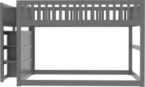 Łóżko piętrowe 140x200cm z litego drewna - z 4 szufladami bocznymi - Szare