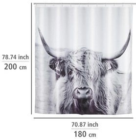 Zasłona prysznicowa YAK, 180 x 200 cm, poliestrowa, WENKO