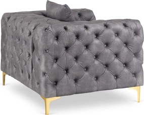 Fotel Wypoczynkowy SORRENTO 1S Szary Welurowy Nowoczesny Glamour