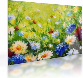 Obraz na szkle kwitnącej łąki, obraz olejny (70x50 cm)