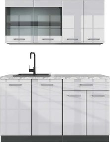 Pojedyncza kuchnia biały wysoki połysk/antracyt 140x60x81.6 r-line
