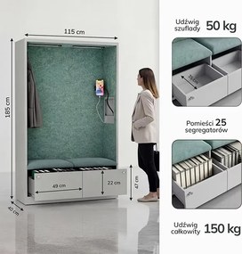Szafa akustyczna do biura i szkoły Sally MentalBox, 115 x 40 x 185 cm, szary/ciemnoszary