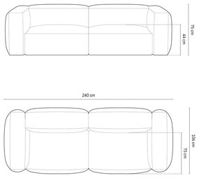 Czarna sofa modułowa 240 cm Martina – Micadoni Home