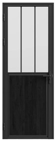 Drzwi kompletne dwustronne z aluminium i matowego szkła hartowanego w stylu industrialnym - wys. 204 x szer. 73 cm - Czarny - ERMELO