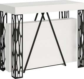 Konsola rozkładana 90x40/300 cm Kerpa frassino biała rama w kolorze antracytu