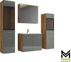 MINIO go for it, Meble łazienkowe MARIT II w kolorze kasztan wrocławski/szary połysk