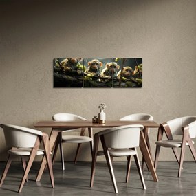 Obraz - Małpy (z zegarem) (90x30 cm)