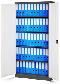 Zestaw 4x biurowa szafa metalowa na akta JAN H, 900 x 1950 x 400 mm, antracytowo-biała