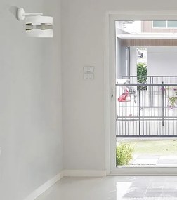 Biała elegancka lampa ścienna z abażurem - A546-Delato
