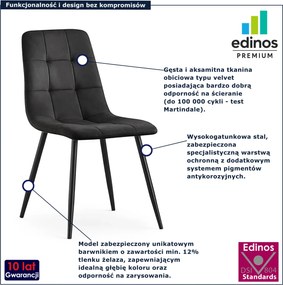 Zestaw 2 czarnych nowoczesnych krzeseł welurowych - Verlino