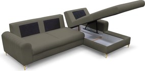 Masseno Narożnik VERONA z funkcją spania i pojemnikiem na pościel Narozniki L, Rozkładana sofa - Szary, LOFT 22